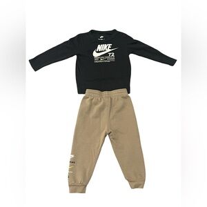 Nike Boys Grey Top and Tan Joggers Set. Size: 24M. Great Condition.